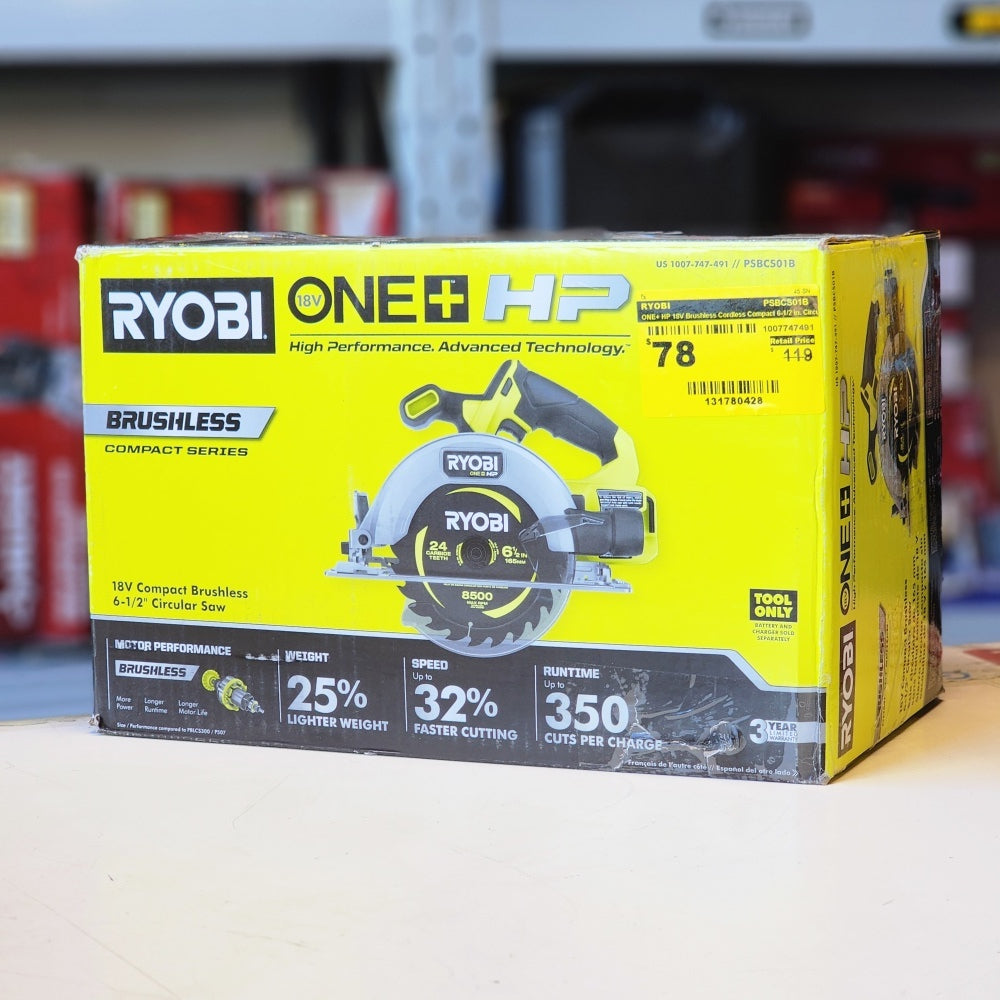 One + HP 18V Brushless Cordless Compact 6-1/2 in. Circular Saw One + HP 18V Brushless Cordless Compact 6-1/2 in. Circular Saw